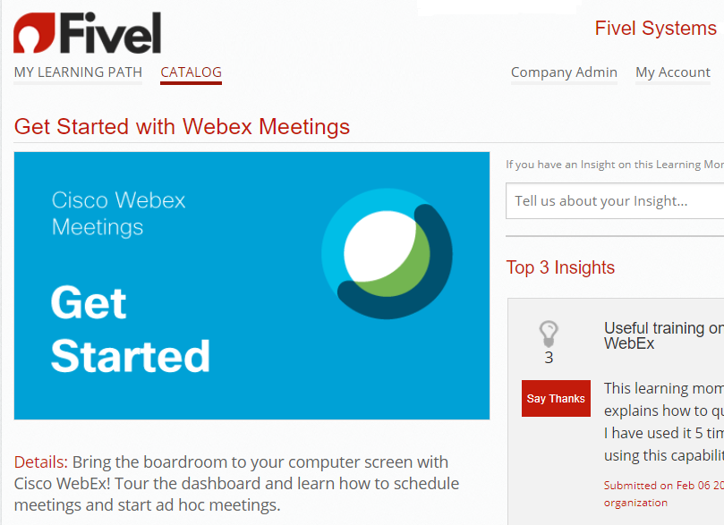 Webex Meetings catalog